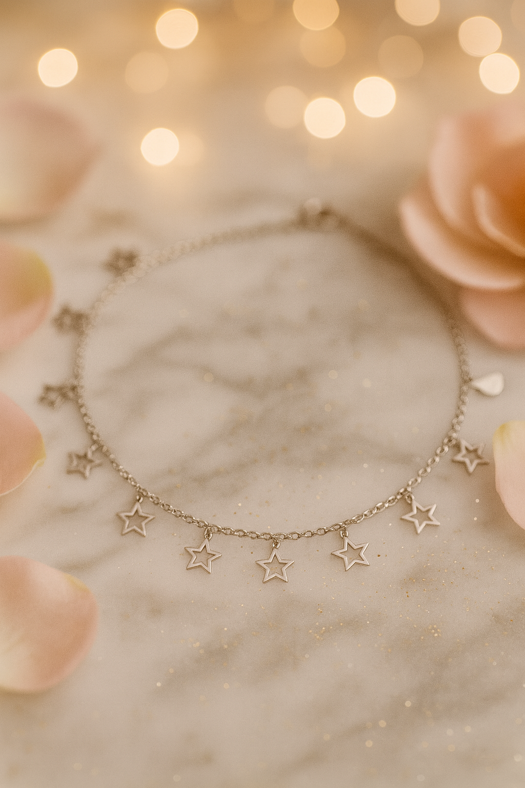 Elegant Silver Star Charm Anklet for Women & Girls | Dainty Celestial Daily Wear Adjustable Chain Anklet