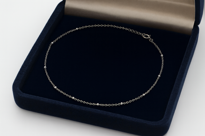Elegant Silver Minimal Beads Anklet for Women & Girls | Dainty Daily Wear Adjustable Chain Anklet