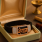 Premium Shyam Name Men’s Bracelet Black Ceramic Stretch Band with Rose Gold CZ Plate