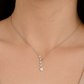 Elegant Heart Drop Necklace with CZ Stones in White Gold Finish