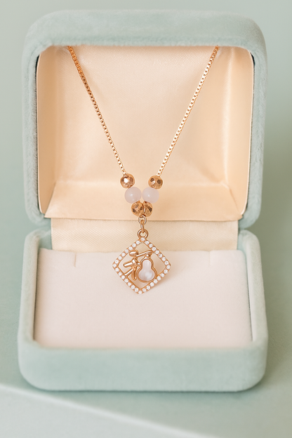 Elegant Rose Gold Pearl Gourd Pendant Necklace with Beads for Women