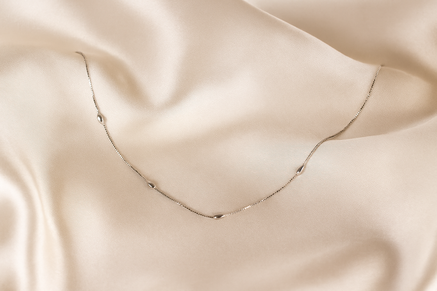 Silver Teardrop Station Necklace for Women – Minimal & Elegant