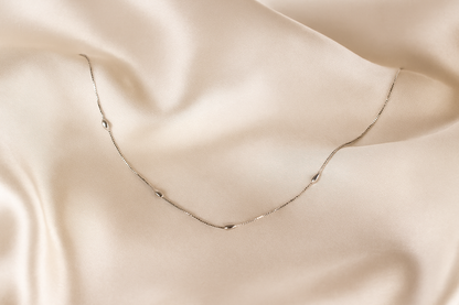 Silver Teardrop Station Necklace for Women – Minimal & Elegant