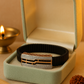 Premium Geometric Men’s Bracelet Black Ceramic Stretch Band with Rose Gold CZ Plate