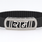 Premium Ram Name Men’s Bracelet Blue Ceramic Stretch Band with Rose Gold CZ Frame