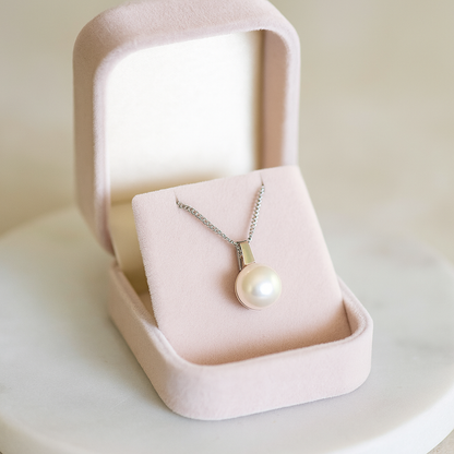 Classic Pearl Pendant Necklace with White Gold Finish