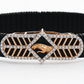 Men’s Bracelet Black Ceramic Stretch Band with Rose Gold CZ Designer Plate