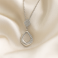 Modern Drop Pendant Necklace White Gold Finish with CZ Cluster Design
