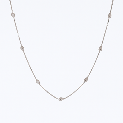 Silver Teardrop Station Necklace for Women – Minimal & Elegant
