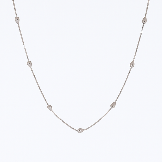 Silver Teardrop Station Necklace for Women – Minimal & Elegant