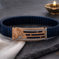 Premium Ganesha Men’s Bracelet Blue Ceramic Stretch Band with Rose-Gold CZ Devotional Plate