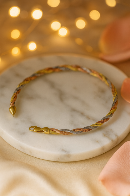 Elegant Silver Braided Rope Anklet for Women & Girls | Minimal Textured Daily Wear Adjustable Ankle Bracelet