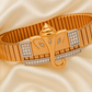 Premium Ganesh Designer Men’s Bracelet Rose-Gold Ceramic Stretch Band with CZ Embellished Detailing