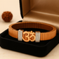Premium Om Designer Men’s Bracelet Rose-Gold Ceramic Stretch Band with CZ Studded Side Detailing