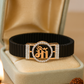 Premium Maa Logo Men’s Bracelet Black Ceramic Stretch Band with Rose Gold CZ Plate