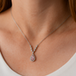 Pink Teardrop Pendant Necklace White Gold Finish with Halo CZ Stones