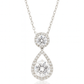 Teardrop Double Zircon Pendant Necklace for Women 925 Silver Finish Elegant Party and Wedding Wear Chain