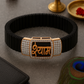 Premium Shyam Name Men’s Bracelet Black Ceramic Stretch Band with Rose Gold CZ Plate