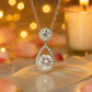 Teardrop Double Zircon Pendant Necklace for Women 925 Silver Finish Elegant Party and Wedding Wear Chain