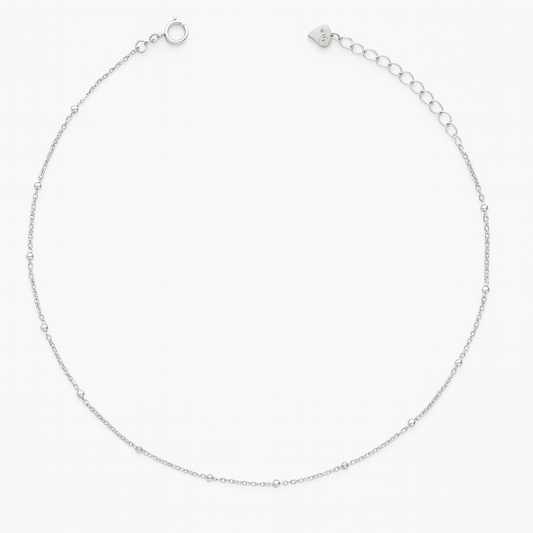 Elegant Silver Minimal Beads Anklet for Women & Girls | Dainty Daily Wear Adjustable Chain Anklet