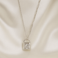 Minimal Lock Pendant Necklace with CZ Stone in White Gold Finish
