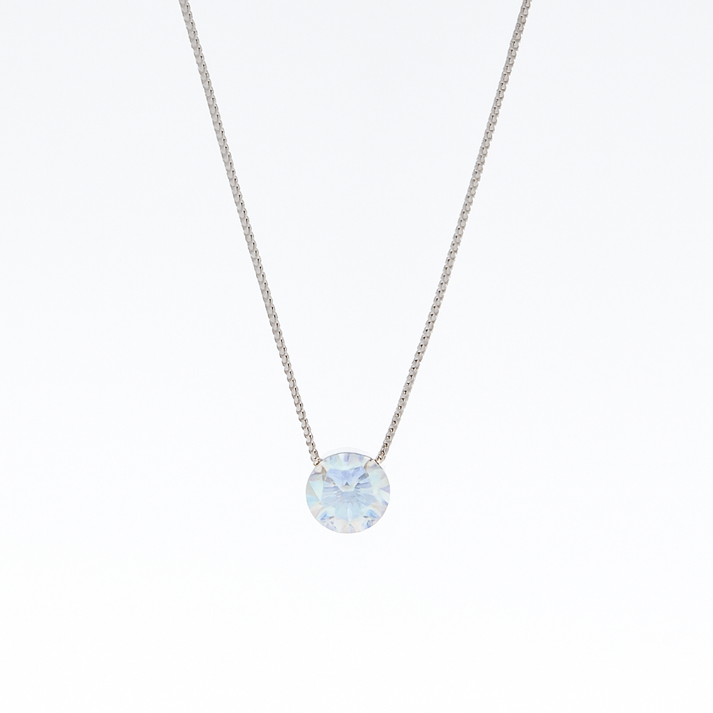 Silver Moonstone Solitaire Necklace for Women – Minimal & Elegant