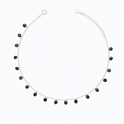 Elegant Silver Black Drop Charm Anklet for Women & Girls | Minimal Daily Wear Adjustable Chain Anklet