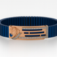 Premium Ganesha Men’s Bracelet Blue Ceramic Stretch Band with Rose-Gold CZ Devotional Plate