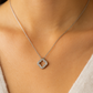 Silver Clover Shape Diamond-Studded Pendant Necklace for Women