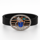 Premium Shree Nath Ji Face Men’s Bracelet Black Ceramic Stretch Band with Color Enamel & CZ Devotional Oval Plate