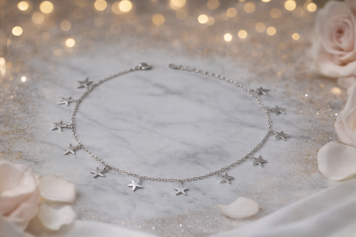 Elegant Silver Star Charm Anklet for Women & Girls | Minimal Daily Wear Adjustable Chain Anklet