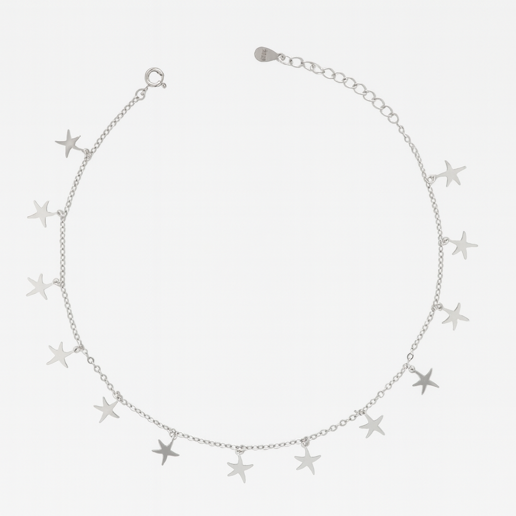 Elegant Silver Star Charm Anklet for Women & Girls | Minimal Daily Wear Adjustable Chain Anklet