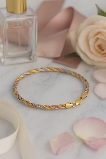 Elegant Silver Braided Rope Anklet for Women & Girls | Minimal Textured Daily Wear Adjustable Ankle Bracelet