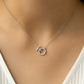 Premium Toggle Design Women’s Necklace White Gold Finish with CZ Circle Pendant