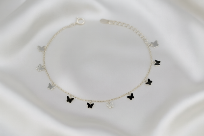 Elegant Silver Butterfly Charm Anklet for Women & Girls | Minimal Daily Wear Adjustable Chain Anklet