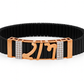 Premium Ram Men’s Bracelet Rose Gold CZ Plate with Black Ceramic Stretch Band