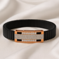 Premium Black Ceramic Men’s Bracelet with Rose Gold CZ Plate | Luxury Daily Wear Stretch Bracelet