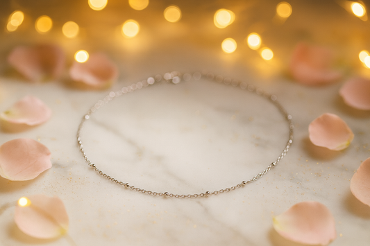 Elegant Silver Minimal Beads Anklet for Women & Girls | Dainty Daily Wear Adjustable Chain Anklet