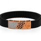 Premium Men’s Designer Bracelet Black Ceramic Stretch Band with Silver CZ Engraved Plate