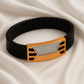 Premium Men’s Bracelet Black Ceramic Stretch Band with Silver CZ Designer Plate