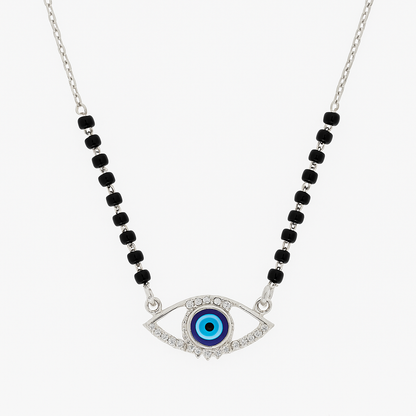 Silver-Evil-Eye-Pendant-Black-Beads-Necklace-For-Women