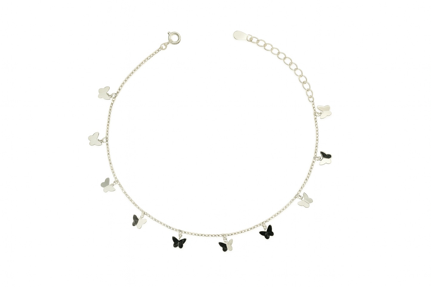 Elegant Silver Butterfly Charm Anklet for Women & Girls | Minimal Daily Wear Adjustable Chain Anklet