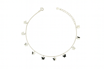 Elegant Silver Butterfly Charm Anklet for Women & Girls | Minimal Daily Wear Adjustable Chain Anklet