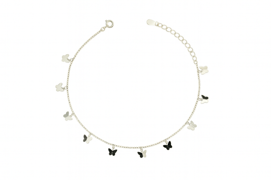Elegant Silver Butterfly Charm Anklet for Women & Girls | Minimal Daily Wear Adjustable Chain Anklet