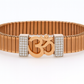 Premium Om Designer Men’s Bracelet Rose-Gold Ceramic Stretch Band with CZ Studded Side Detailing