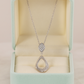 Modern Drop Pendant Necklace White Gold Finish with CZ Cluster Design