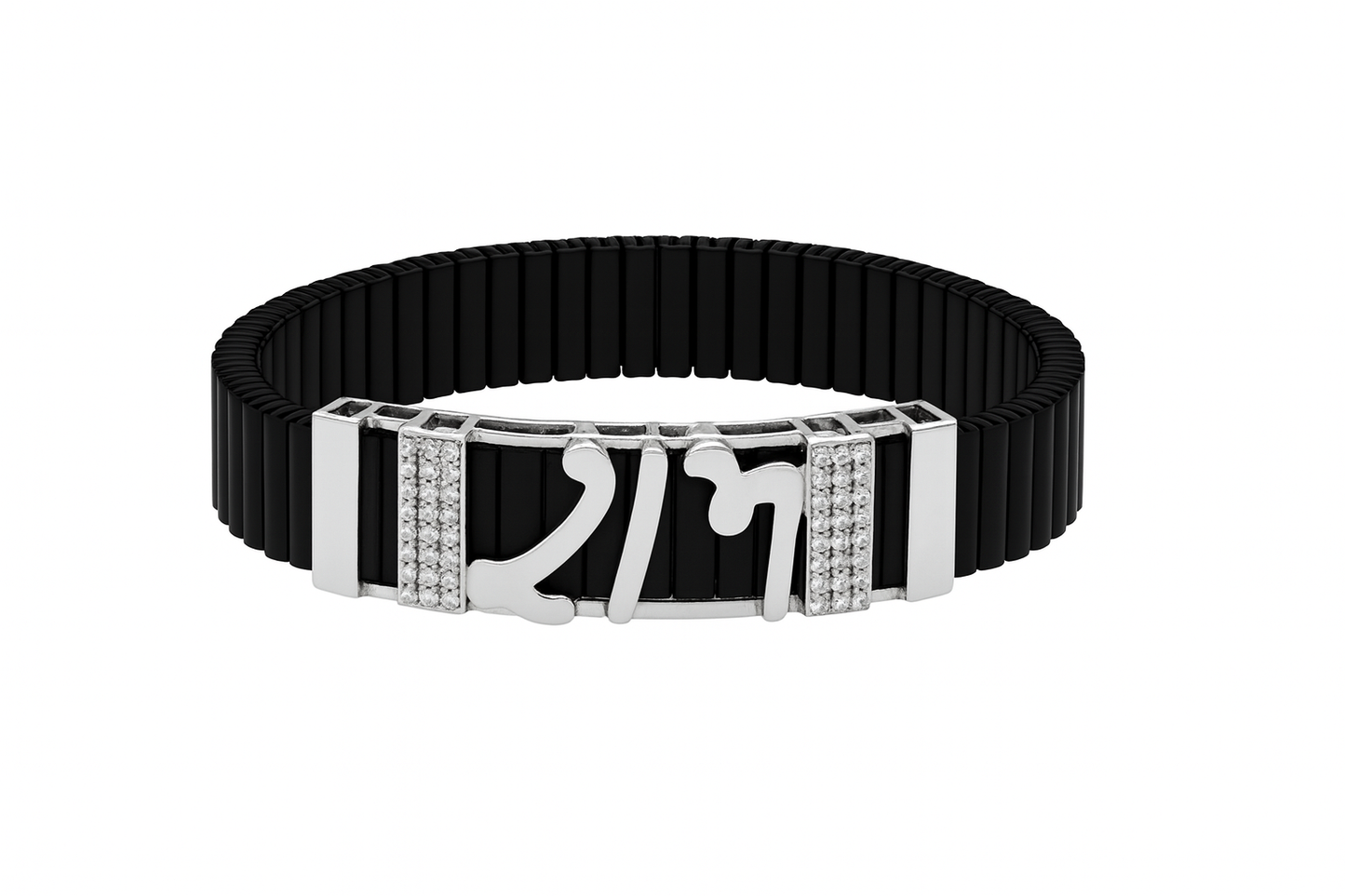 Premium Ram Men’s Bracelet Rose Gold CZ Plate with Black Ceramic Stretch Band