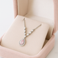 Pink Teardrop Pendant Necklace White Gold Finish with Halo CZ Stones