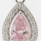 Pink Teardrop Pendant Necklace White Gold Finish with Halo CZ Stones
