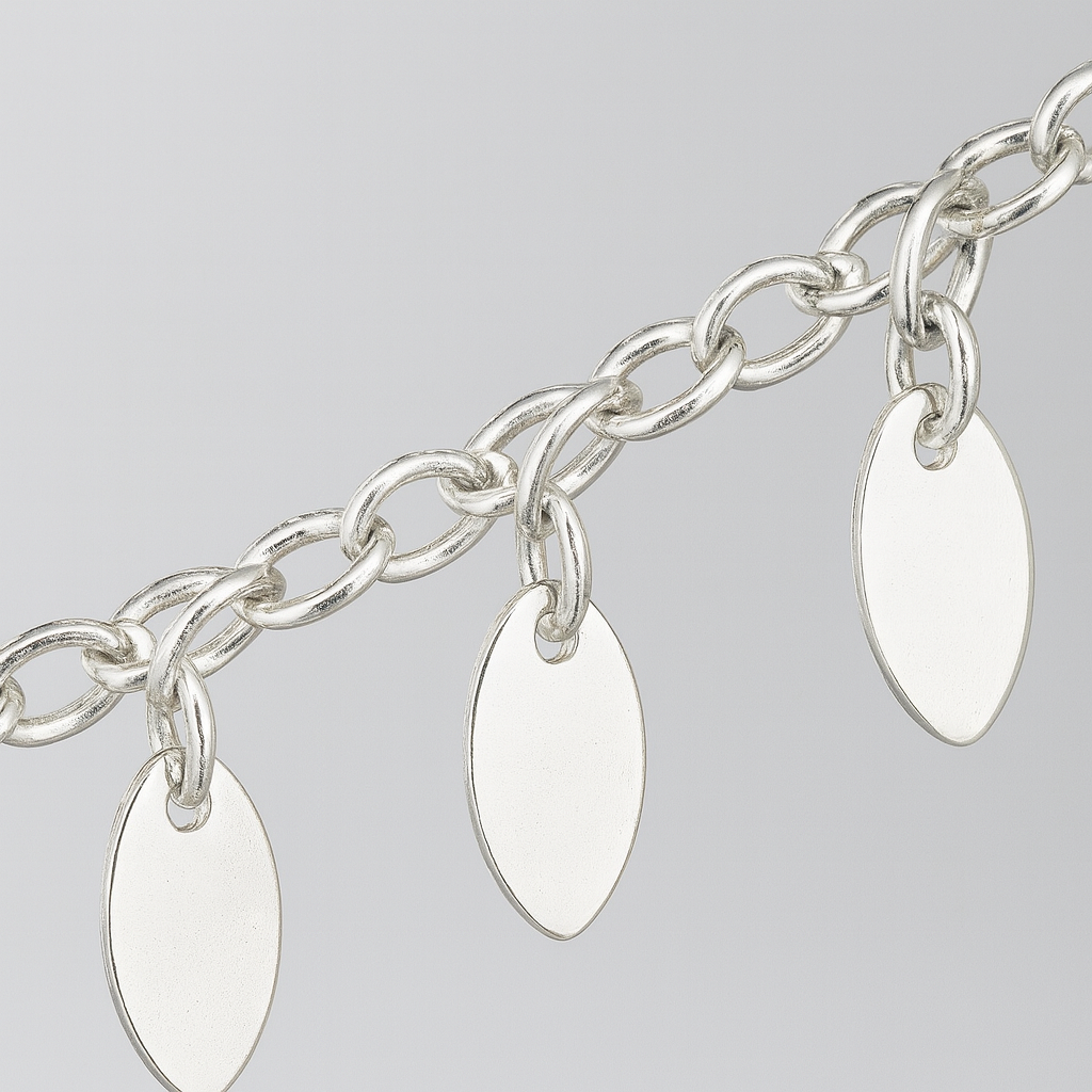 Elegant Silver Oval Drop Charm Anklet for Women & Girls | Minimal Daily Wear Adjustable Chain Anklet